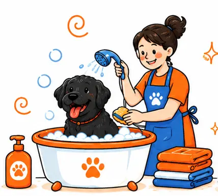 Dog getting professional grooming