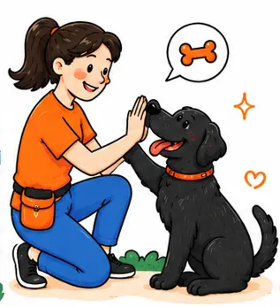 Dog training session with handler